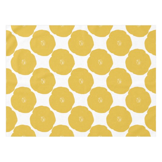 Retro Poppy Blumenmuster in Gelb und Weiß Tischdecke (Vorderseite (Horizontal))