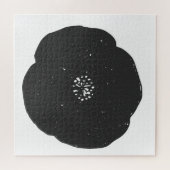 Retro Poppy Floral Art Muster in Schwarz-Weiß Puzzle (Horizontal)