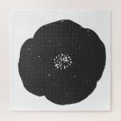 Retro Poppy Floral Art Muster in Schwarz-Weiß Puzzle (Vertikal)