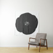 Retro Poppy Floral Art Muster in Schwarz-Weiß Wandteppich (Beispiel)