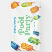 Retro Popsicle Birthday Pool Party Banner (Vertikal)