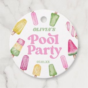 Retro Popsicle Birthday Pool Party Geschenkanhänger