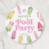 Retro Popsicle Birthday Pool Party Geschenkanhänger (Rückseite)