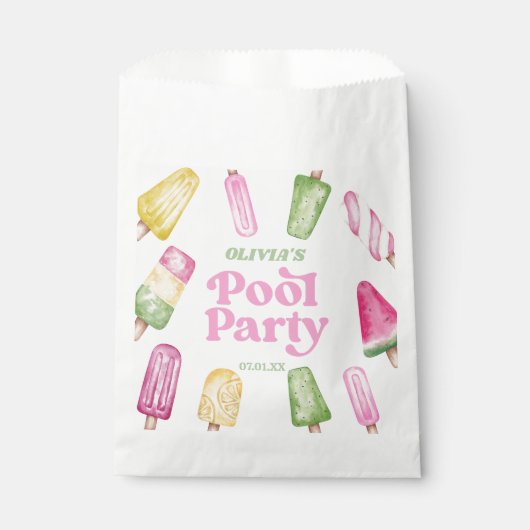 Retro Popsicle Birthday Pool Party Geschenktütchen (Vorderseite)