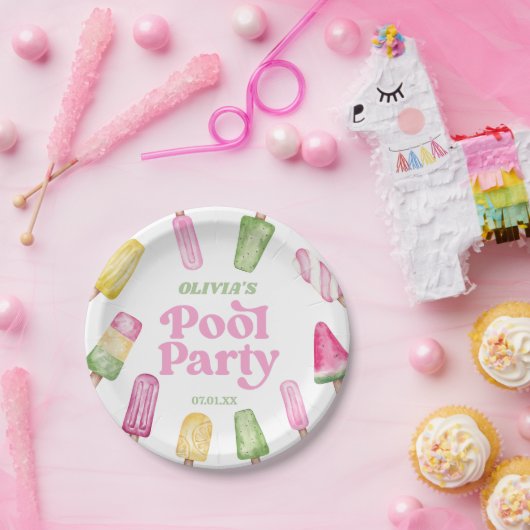Retro Popsicle Birthday Pool Party Pappteller (Party)