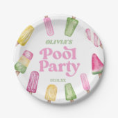 Retro Popsicle Birthday Pool Party Pappteller (Vorderseite)