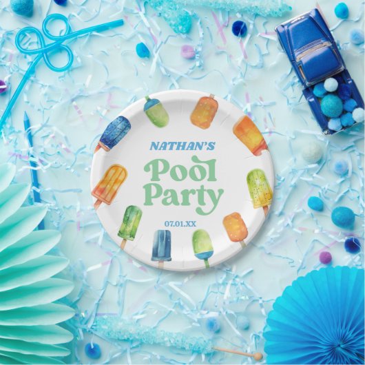 Retro Popsicle Birthday Pool Party Pappteller (Party)