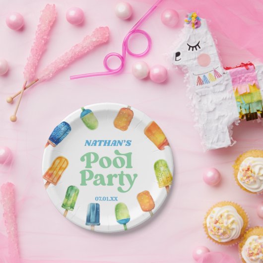 Retro Popsicle Birthday Pool Party Pappteller (Party)