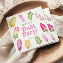 Retro Popsicle Birthday Pool Party Serviette