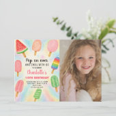 Retro Popsicle Einladung zum Geburtstag (Stehend Vorderseite)