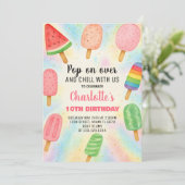Retro Popsicle Einladung zum Geburtstag (Stehend Vorderseite)
