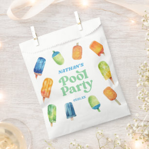 Retro Popsione Birthday Pool Party Begrüßungszeich Geschenktütchen