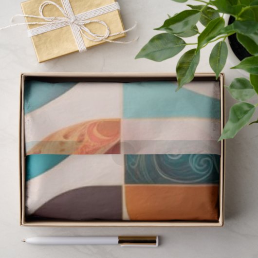 Retro Populäre Sammlung Abstrakter Quadrate Seidenpapier (Geschenk)