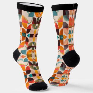 Retro Populäre Sammlung Abstrakter Quadrate Socken