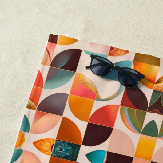 Retro Populäre Sammlung Abstrakter Quadrate Strandtuch (Beispiel)