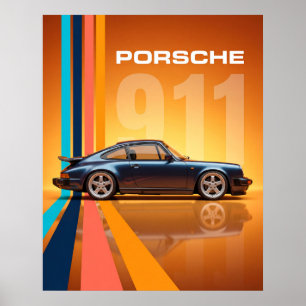 Retro Porsche 911  Farbige Streifen Poster