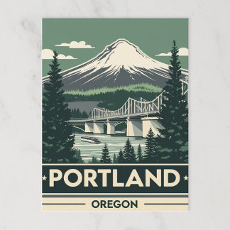 Retro Portland Oregon Mountain Bridge Postkarte