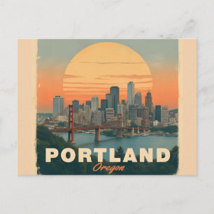 Retro Portland Oregon Skyline Vintage Reise Postkarte