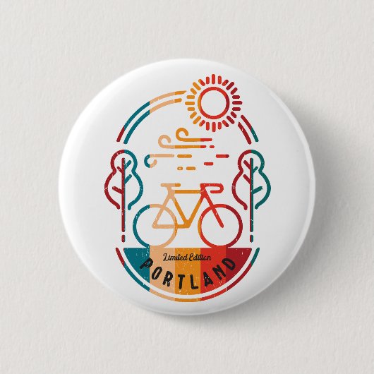 Retro Portland Radweg Button (Vorderseite)