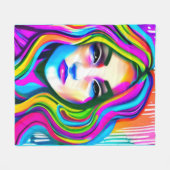 Retro-Portrait einer Frau mit Regenbogenhaar Fleecedecke (Vorderseite (Horizontal))