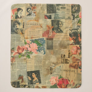 Retro-Porträt-Orchideen-Zeitungs-Botanik-Collage Sherpadecke