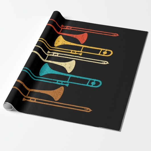Retro Posaune - Jazz Geschenkpapier (Ungerollt)