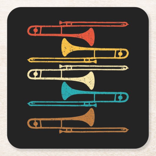 Retro Posaune - Jazz Rechteckiger Pappuntersetzer (Vorderseite)