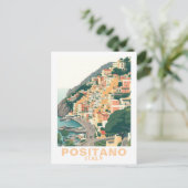 Retro Positano, Italy Europe Town Postkarte (Stehend Vorderseite)