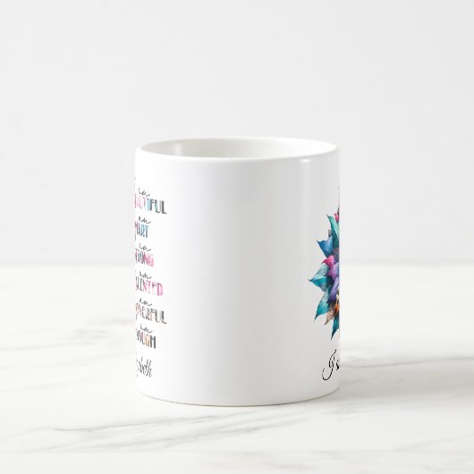 Retro Positivity "I beautiful, Smart, Strong" Kaffeetasse (Mittel)