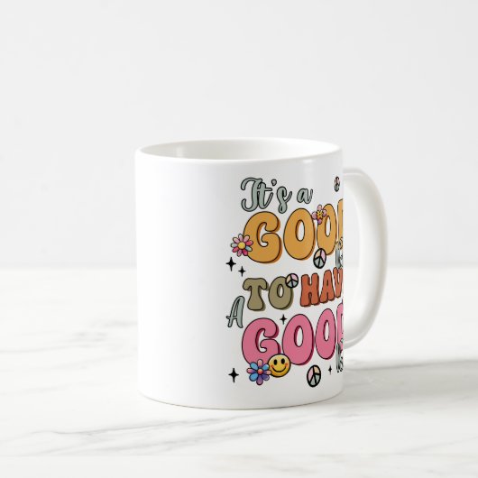 Retro Positivity "It's a Good Day" Kaffeetasse (VorderseiteRechts)
