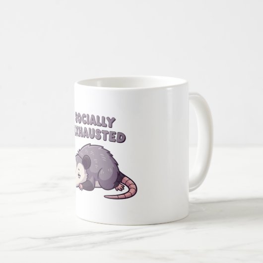 Retro Possum Alone Time White Mug Kaffeetasse (VorderseiteRechts)