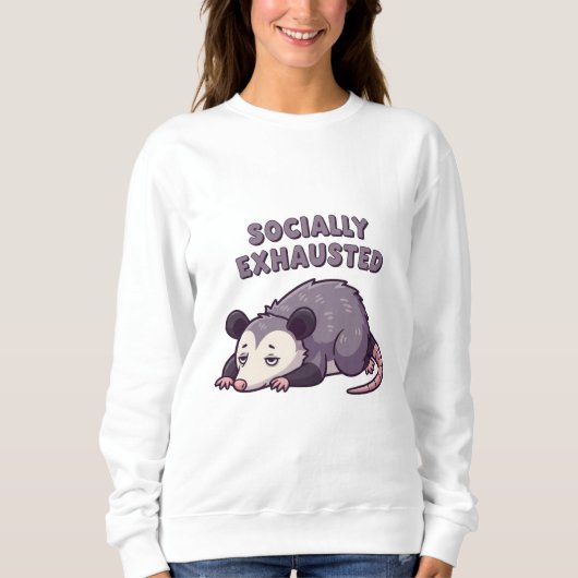 Retro Possum Socially Exhausted Women’s Sweatshirt (Vorderseite)
