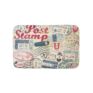 Retro post Briefmarke, Vintage Sammlung. Badematte
