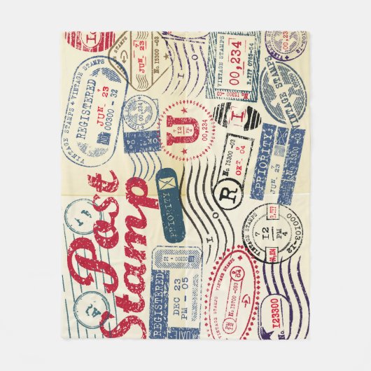 Retro post Briefmarke, Vintage Sammlung. Fleecedecke (Vorderseite)