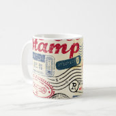 Retro post Briefmarke, Vintage Sammlung. Kaffeetasse (Vorderseite Links)