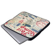 Retro post Briefmarke, Vintage Sammlung. Laptopschutzhülle (Vorne Knopf)