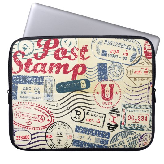 Retro post Briefmarke, Vintage Sammlung. Laptopschutzhülle (Vorderseite)