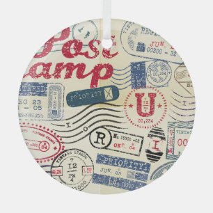 Retro post Briefmarke, Vintage Sammlung. Ornament Aus Glas