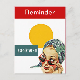 Retro Postcard Besy Lady Termin Erinnerung PC Postkarte