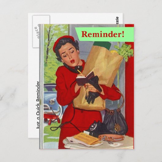 Retro Postcard Besy Lady Termin Erinnerung PC Postkarte (Vorne/Hinten)