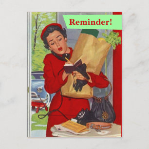 Retro Postcard Besy Lady Termin Erinnerung PC Postkarte