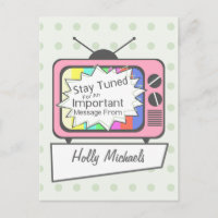 Retro Postcard: Bleibe Tuned...Pink TV Set