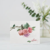 Retro Postcard Rose Blume Artwork Karte (Stehend Vorderseite)