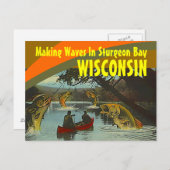 Retro Postcard Sturgeon Bay Wisconsin Übertreibung Postkarte (Vorne/Hinten)