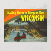 Retro Postcard Sturgeon Bay Wisconsin Übertreibung Postkarte (Vorderseite)