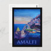 Retro Poster Amalfi Küste italy Postkarte (Vorne/Hinten)