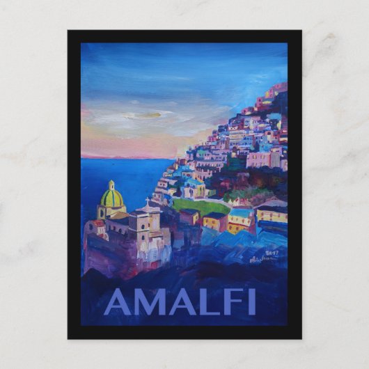 Retro Poster Amalfi Küste italy Postkarte (Vorderseite)