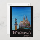 Retro Poster Barcelona Postkarte (Vorne/Hinten)