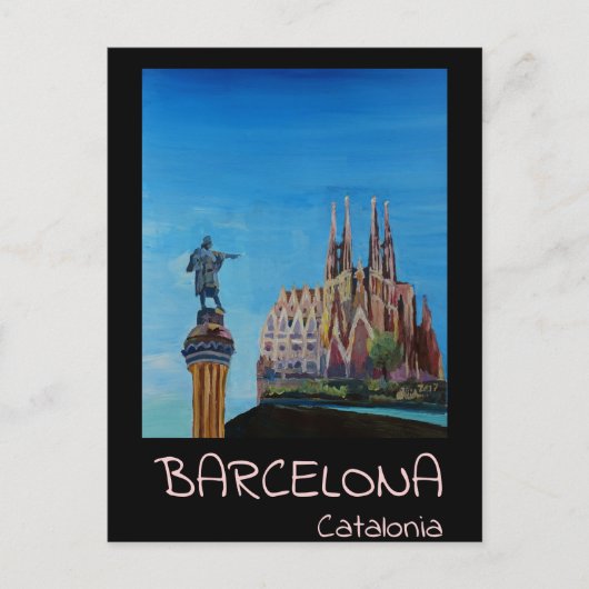 Retro Poster Barcelona Postkarte (Vorderseite)