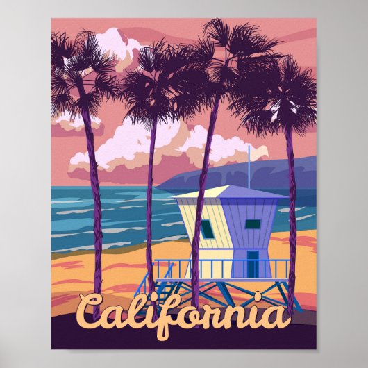 Retro Poster California. Lifeguard house (Vorne)